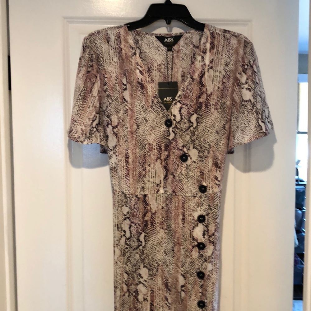 NWT ABS Dark Purple Snake Skin Print Dress